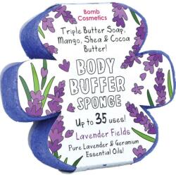 BOMB Cosmetics Sapun exfoliant cu burete Lavender Fields Body Buffer, Bomb Cosmetics (PLAVFIE04)