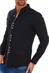 Carisma Elegáns Férfi Fekete Állógalléros Ing, Size M, 97% pamut, 3% elasztán