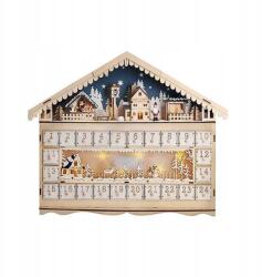 Solight Led adventi naptár hegyi kunyhó, 10x Led, 50x40cm, 2x Aa (1V258)