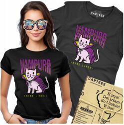 Gartees Női Póló Vampurr Nine Lives Macska Vámpír Aranyos Cica Vicces Nyomtatás
