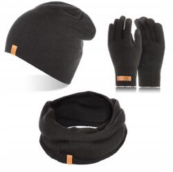 Brødrene Fekete Férfi Téli Sapka Kémény Kesztyű Szett (103158-BLACK)