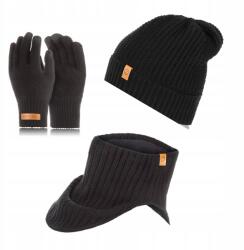 Brødrene Fekete Férfi Sapka Szett Beanie Kémény Bélelt Kesztyű Brodrene 3az1ben (103146-BLACK)