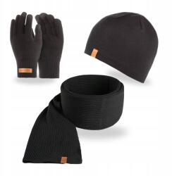 Brødrene Téli szett Férfi melegítő sapka sál kesztyű Brodrene fekete (Ciepły Zestaw Zimowy Czapka Szalik Rękawiczki)