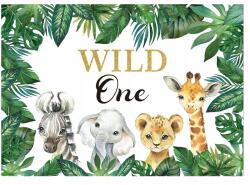  Vad szavanna hátterű, bájos dzsungel, lány, fiú születésnap (WILD ONE)