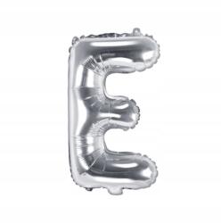 Party Deco Fólia lufi E betű, ezüst, 35 cm