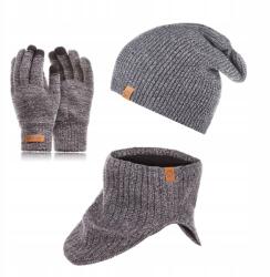 Brødrene Beanie Férfi Sapka Kémény Téli Arany Képernyőkesztyű Szett 3az1ben (103143-LGM)