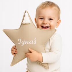  Gyermekpárna Velúr díszpárna csillag formájú névvel Hímzett Színek (gwwelur)