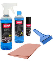 York Téli autós készlet - jégoldó, zárfagyasztó, jégkaparó és mikroszálas kendő YORK