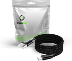 DREAMTECH Mágneses fonott kábel fekete USB-A / Lightning (130954)