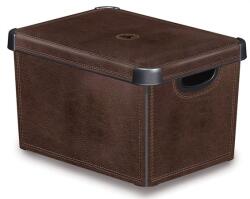 Keter Tárolódoboz, tetővel, 22 l, bőrhatású, CURVER " Deco L (CSCBOR) - kecskemetirodaszer