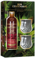 Centenario 20 Fundación rum díszdoboz 2 pohárral 40% 0, 7 L