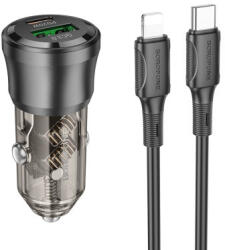 BOROFONE Bz25 Journey Szivargyújtó (autós) Töltővég (usb - Type-c) Pd38w + C/lightning Kábel Fekete