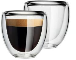 Salestore. ro 2 db dupla falú hőkávés csésze készlet Salestore. ro® 100 ml, boroszilikát üveg védőréteg, szélsőséges hőmérsékletnek ellenáll, átlátszó (2_pahare)
