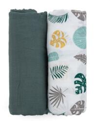 Petite&Mars Misty bambusz muszlin kifogó 120x120cm 2db green leaves