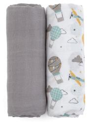 Petite&Mars Misty bambusz muszlin kifogó 120x120cm 2db grey planes