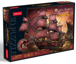 CubicFun : Queen Anne bosszúja kalózhajó 3D puzzle 391 db-os, bíbor változat (T4040)
