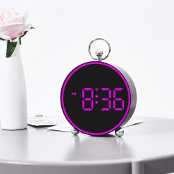 Welora Digitális asztali vagy falióra, ébresztővel, szundival, LED fénnyel, éjszakai üzemmóddal, hangvezérléssel, USB - rózsaszín (CEAS-MIC-GH-8025S-RED-RFT-3125)