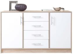 MEBLAR Smart SRK1 2 ajtós 4 fiókos komód fehér lux/sonoma tölgy