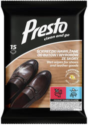 Presto nedves cipő- és bőrtisztító kendő 15db