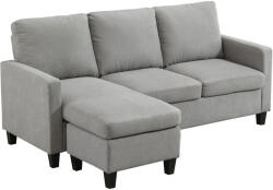 Homcom Moduláris és Modern Sarokkanapé, 3 Személyes Kanapé Fordítható Ülőrésszel Világosszürke Szövetből, 197x139x91 cm