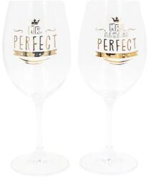 Nekupto 2 darabos borospohár készlet, ökológiai kristály, 440 ml, Nekupto - Mr. Perfect és Mrs. Always Perfect (NKPAIRWINE001)
