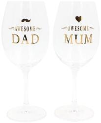 Nekupto 2 darabos borospohár készlet, ökológiai kristály, 440 ml, Nekupto - Csodálatos apa és csodálatos anya (NKPAIRWINE002)