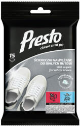 Presto nedves cipőtisztító kendő fehér cipőkhöz 15db