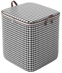 Flippy Cipzáras tárolódoboz, Flippy, Összehajtható, Megerősített fogantyú, Tartós cipzár, Ruhákhoz, Takarókhoz, Paplanokhoz, Párnákhoz, Ágyneműhöz, Játékokhoz, 56x45x56 cm, 140 liter, Kockás, Fekete-fehér (1