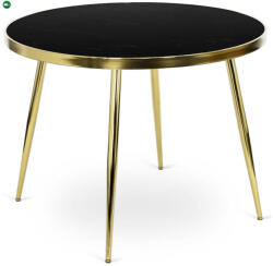  Fekete Márvány/Arany Színű Étkezőasztal. TINGA 100 cm (ME.TINGA/CZ/S)