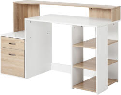 HomCom Modern Számítógépasztal MDF Fa Polcokkal, 140x55x92 cm