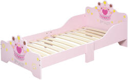 Homcom Gyerekágy 3-6 Éveseknek - Natúr fa, magasított szélekkel