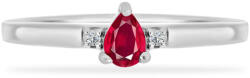  Ezüst Gyűrű Madagaszkári Rubinnal és Fehér Gyémánttal, Y58601/57