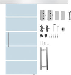 Homcom szatén üveg tolóajtó - 102, 5 × 205 cm dekoratív csíkokkal
