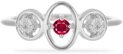 Ezüst Gyűrű Madagaszkári Rubinnal és Fehér Gyémánttal, Y58484/59