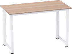 HomCom modern íróasztal MDF tölgyfa kivitelben - fehér fém lábakkal