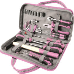 Extol 39 darabos rózsaszín szerszámkészlet tároló táskával
