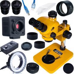  Trinokuláris mikroszkóp 7-50× 102 mm USB 5MP kamerával + Barlow lencse 0.5× + 56x LED megvilágító | Professzionális készlet elektronikai vizsgálatokhoz és mérésekhez