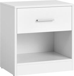 VASAGLE Éjjeliszekrény, Oldalsó Asztal Fiókkal, Klasszikus Fehér, 28 x 39 x 41 cm