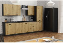 Mindigbútor Mons IV. konyhabútor artisan/fekete színben - sprintbutor