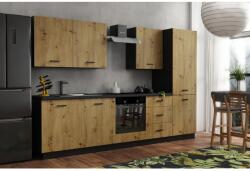 Mindigbútor Mons III. konyhabútor artisan/fekete színben - sprintbutor