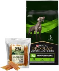 PRO PLAN PRO PLAN Veterinary Diets HA Hypoallergenic 11 kg + WILD FARM puha csirkés csíkok 500g - jutalomfalat kutyáknak