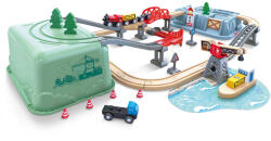 Hape Set de șine de tren Hape într-o cutie - Dock (1088E8769AE) Trenulet