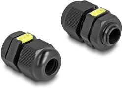 Delock M12 kábel tömlőszelence ventillációval, IP68 por és vízhatlan fekete 2 db. (60614)