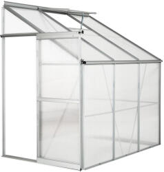  Kerti melegház, 197 x 191 x 127 cm, átlátszó, alumínium váz, polikarbonát panelek, időjárásálló, szellőzőnyílásokkal, tolóajtó, nyitható tető (HOP1001865)