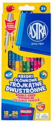 Astra Színes ceruza ASTRA háromszögletű duo kétvégű 12 darabos 24 színű (312023901)