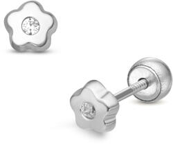Lisa középen köves virág gyerek fülbevaló gömb zárral - JTAG-0423-18 (JTAG-0423-18)