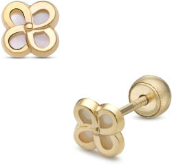 Lisa virág gyöngyház belsővel gyerek fülbevaló gömb zárral - JTAG-0291-18 (JTAG-0291-18)