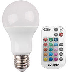 Avide LED lámpa E27 (9.7W/200°) Körte - RGB+W+IR távirányítható (ASG27RGBW-9.7W-RC)