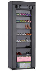 Massido Textil cipőszekrény , grafit , 10 polc , 28 x 58 x 175 cm - Massido (680200)
