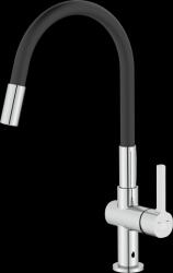 Laveo Alita, álló mosogatócsaptelep elasztikus karral, 2 funkciós kifolyóval, matt fekete-króm, LAV-BVA_762D (LAV-BVA_762D)